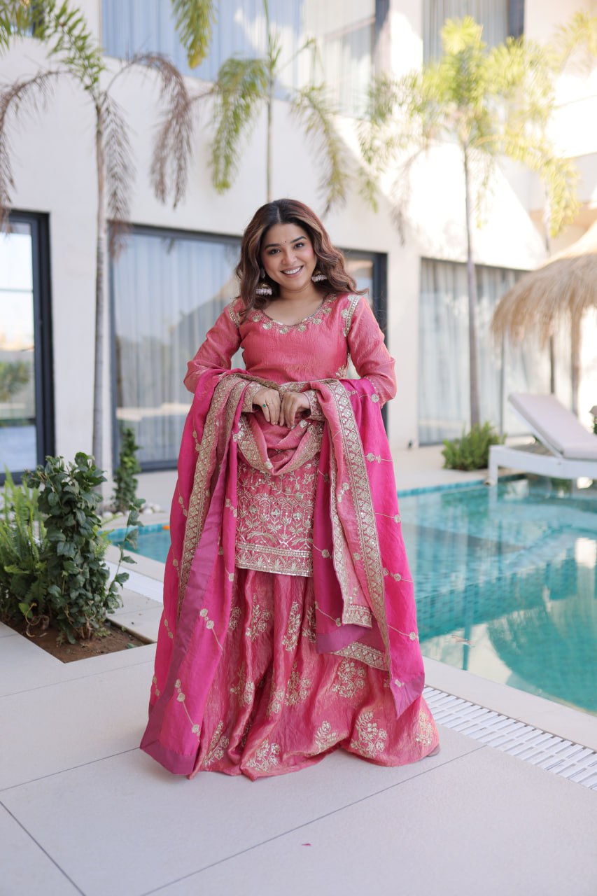 PREMIUM DESIGNER READYMADE TOP-SHARARA-DUPATTA