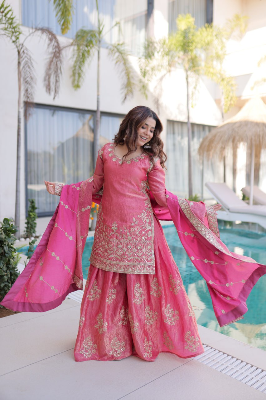 PREMIUM DESIGNER READYMADE TOP-SHARARA-DUPATTA
