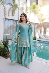 PREMIUM DESIGNER READYMADE TOP-SHARARA-DUPATTA