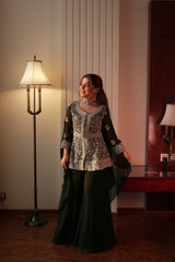 Designer Embroidered Peplum Top Palazzo Set for Women