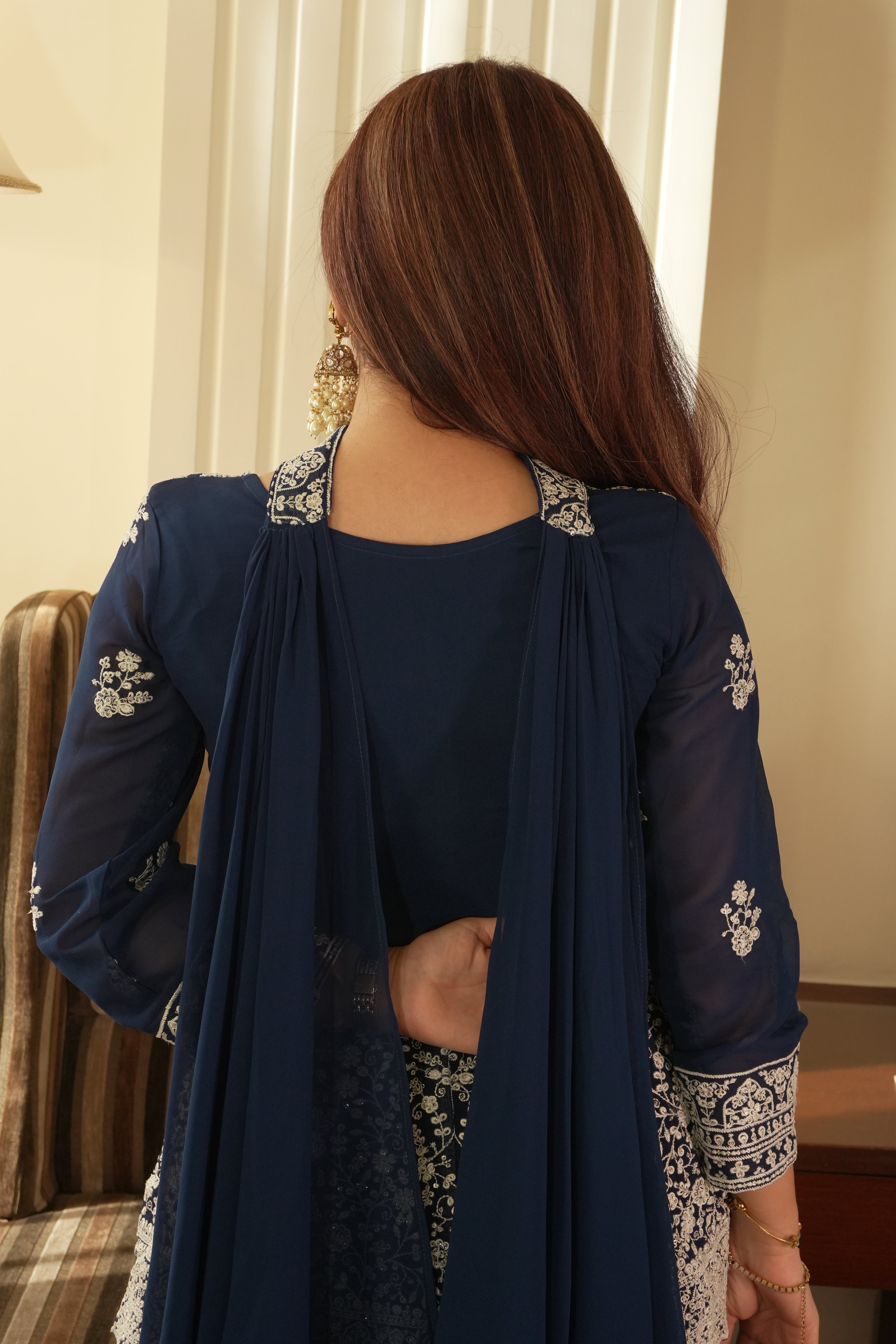 Designer Embroidered Peplum Top Palazzo Set for Women