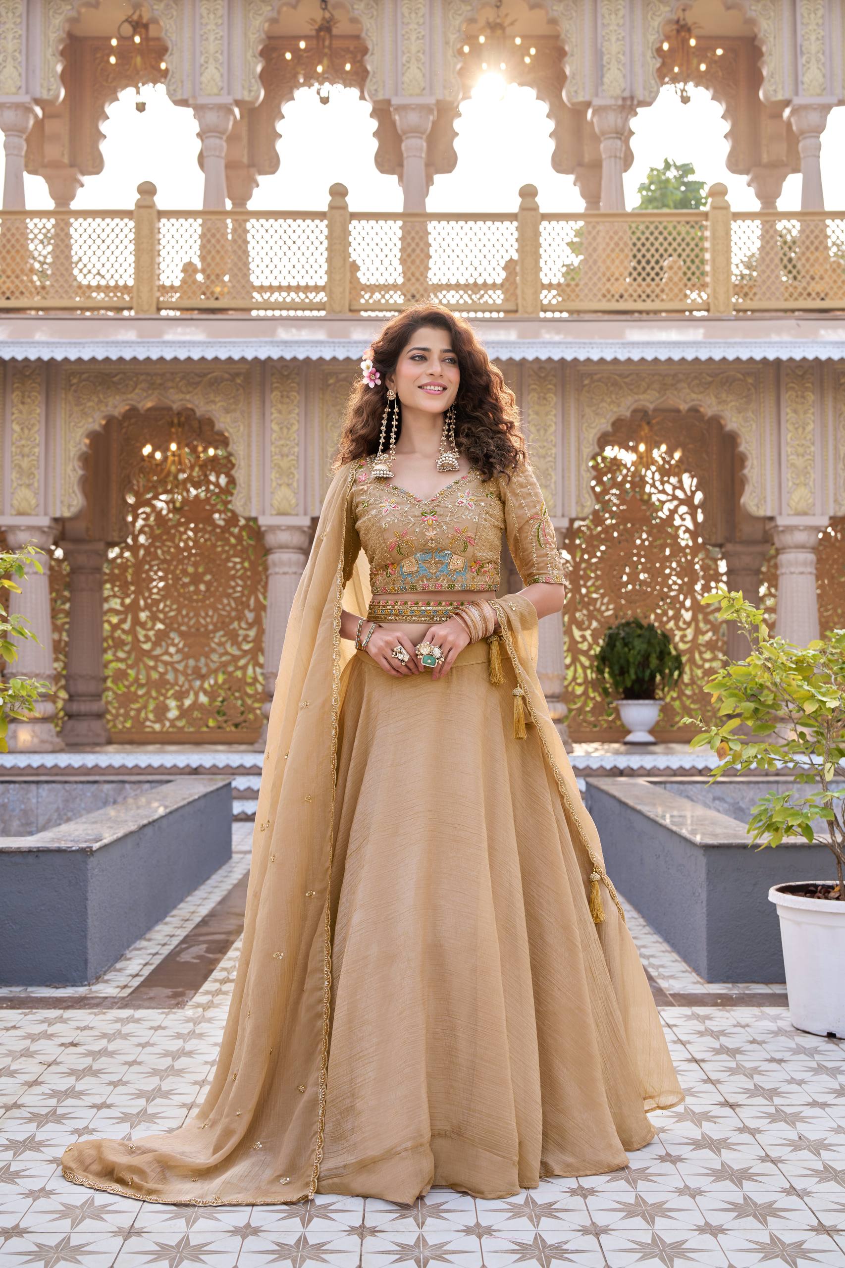 Premium Wedding Lehenga Choli with Heavy Embroidery & Cancan Patta