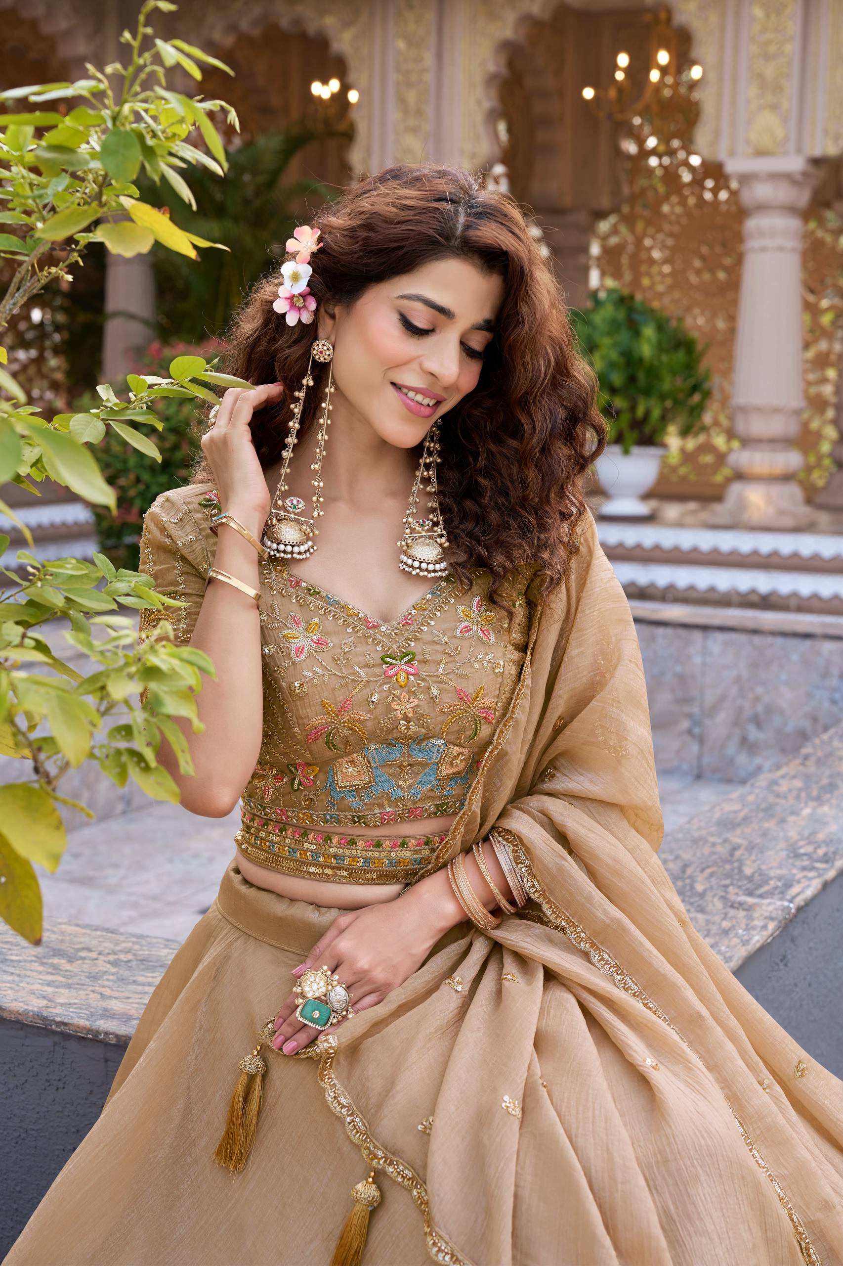 Premium Wedding Lehenga Choli with Heavy Embroidery & Cancan Patta