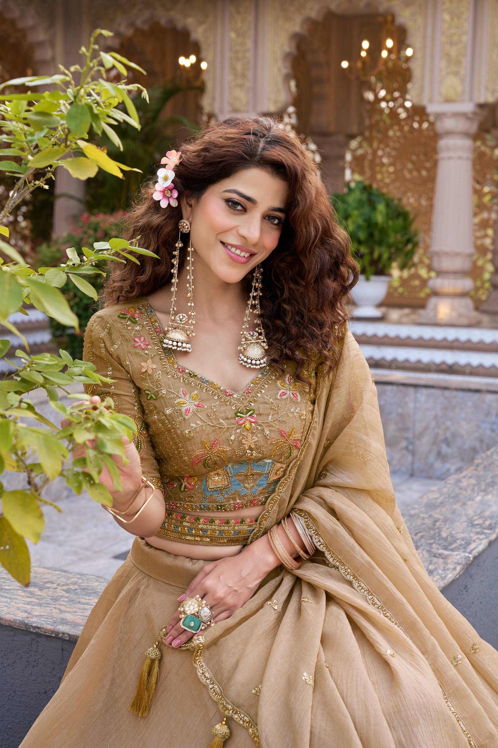 Premium Wedding Lehenga Choli with Heavy Embroidery & Cancan Patta