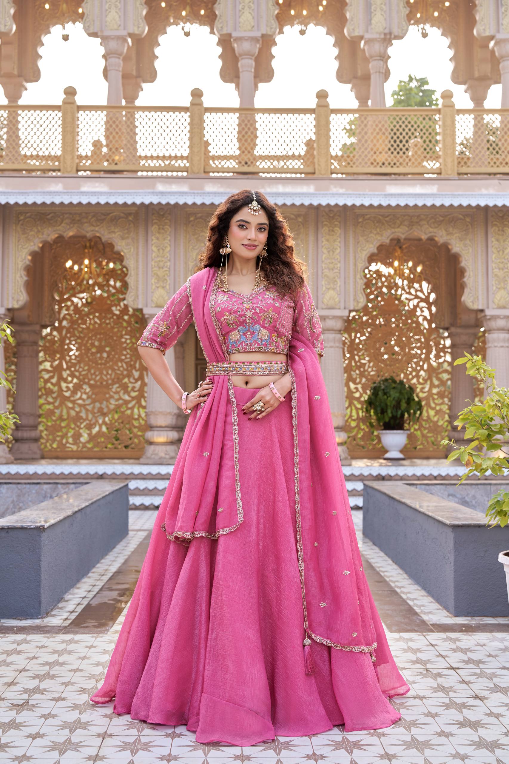 Premium Wedding Lehenga Choli with Heavy Embroidery & Cancan Patta