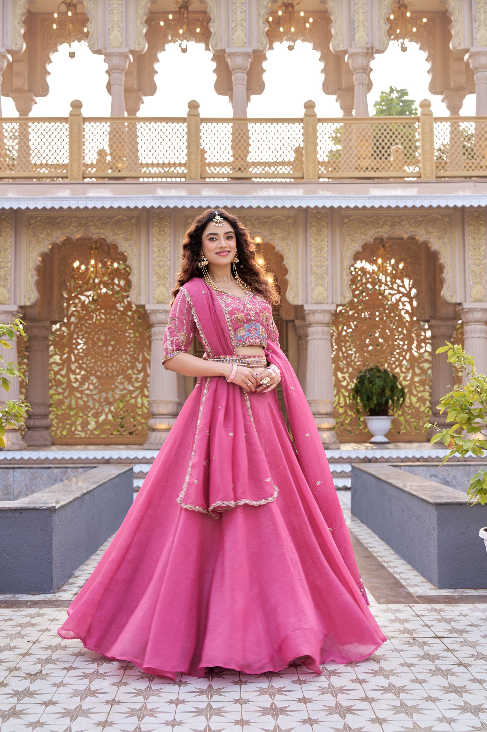 Premium Wedding Lehenga Choli with Heavy Embroidery & Cancan Patta