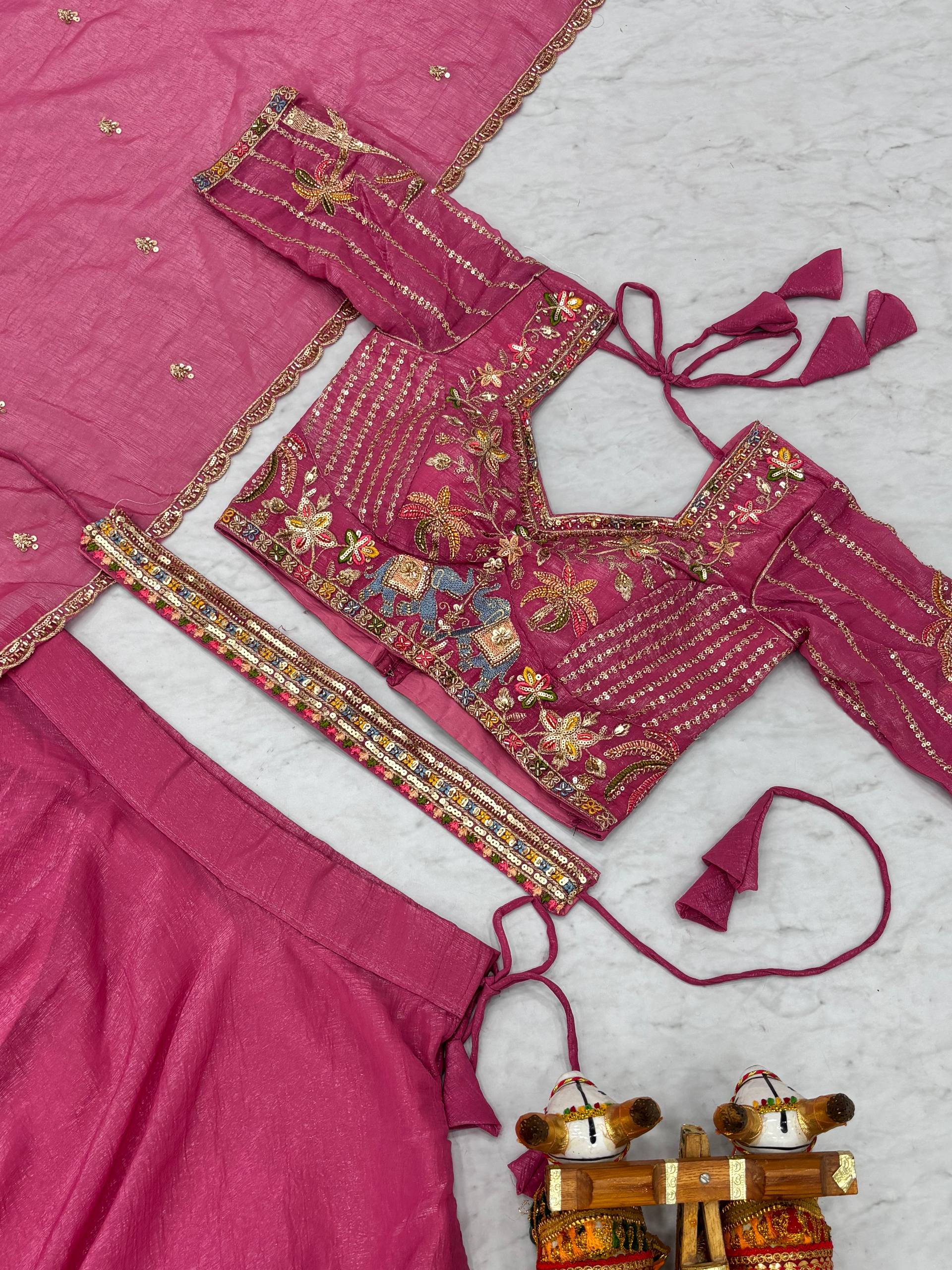Premium Wedding Lehenga Choli with Heavy Embroidery & Cancan Patta