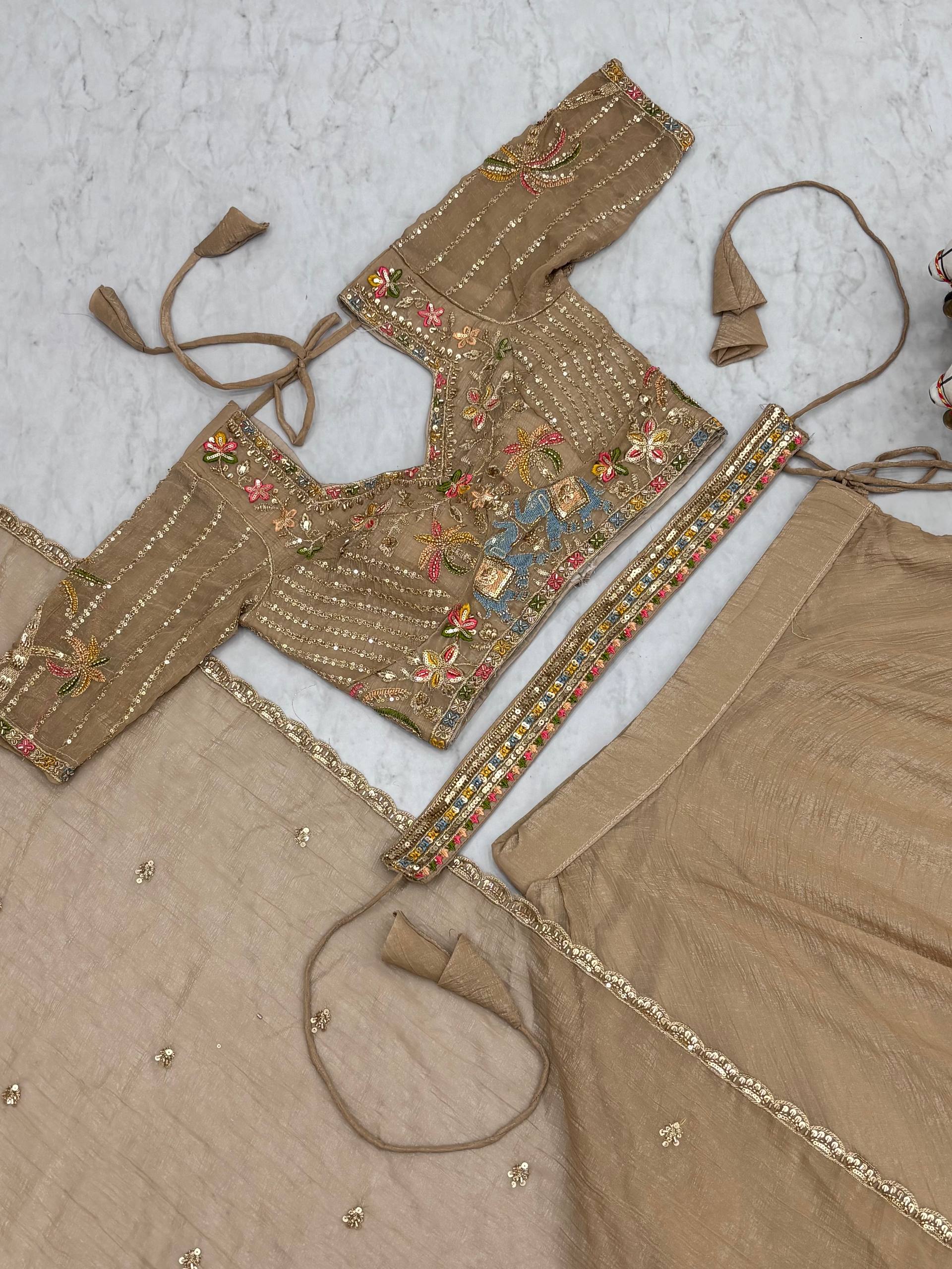 Premium Wedding Lehenga Choli with Heavy Embroidery & Cancan Patta