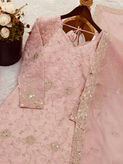 Designer Simar Silk Top Sharara Dupatta Set with Embroidery Sequence Work