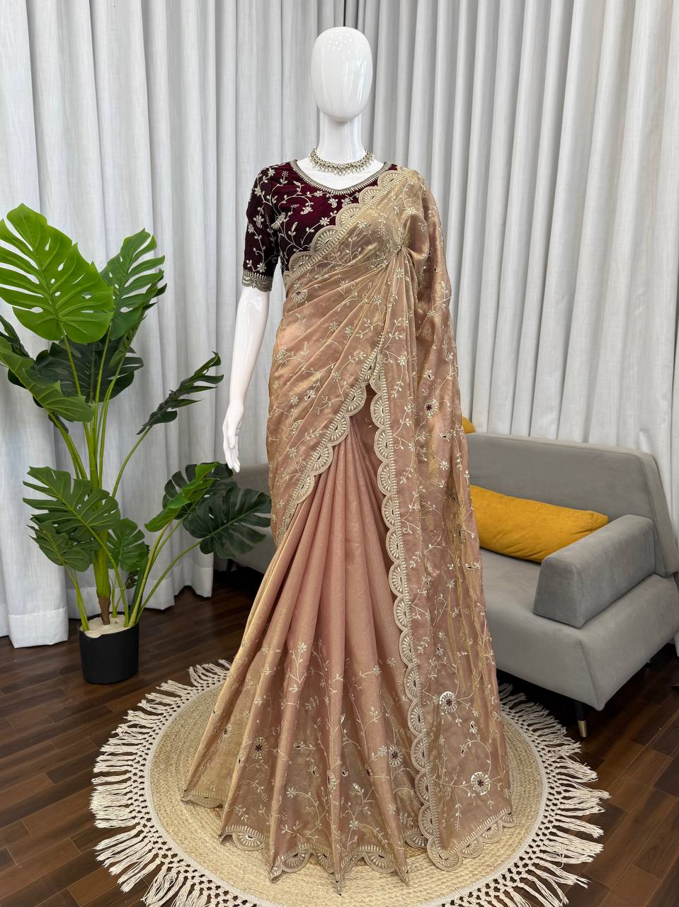 Premium Fendy Silk Saree with Intricate Embroidery & Sequence Work