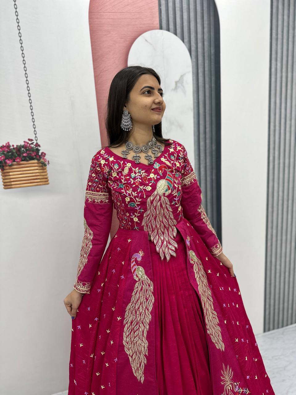 Festival Special Pure Vichitra Crop Top with Shrug Lehenga Set – Heavy Embroidery