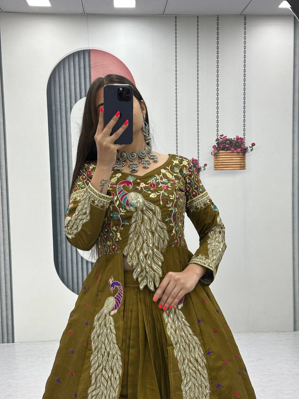 Festival Special Pure Vichitra Crop Top with Shrug Lehenga Set – Heavy Embroidery