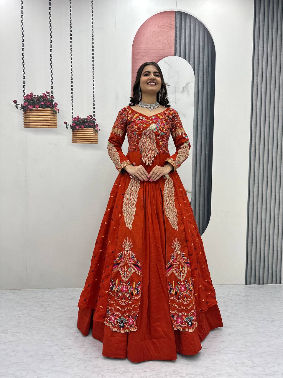Festival Special Pure Vichitra Crop Top with Shrug Lehenga Set – Heavy Embroidery