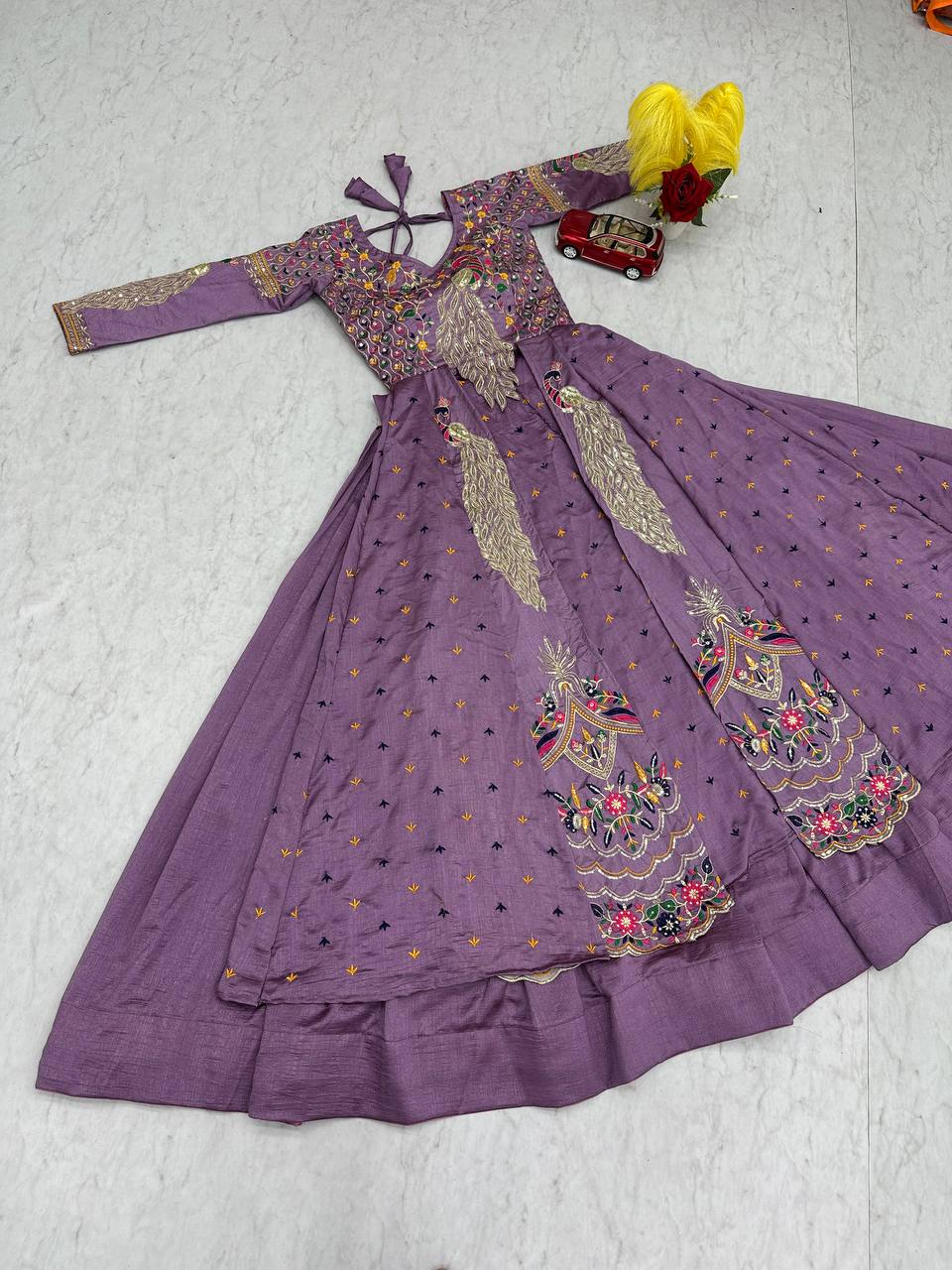 Festival Special Pure Vichitra Crop Top with Shrug Lehenga Set – Heavy Embroidery
