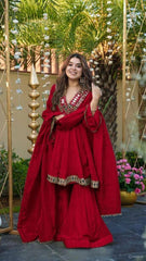 New Designer Party Wear Top Plazzo and Dupatta Real mirror work Set