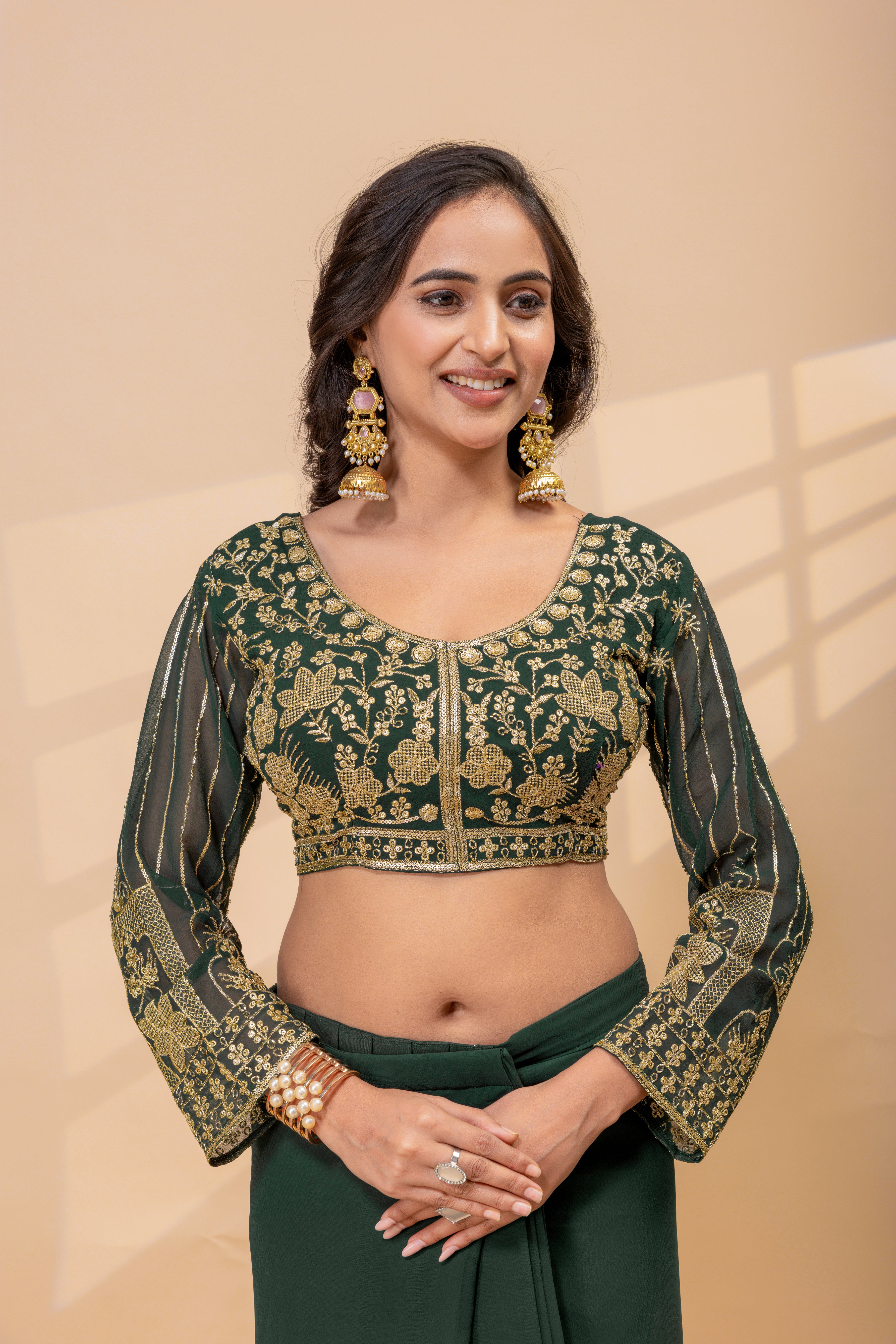 Women's Trending Ready to Wear Saree in Faux Georgette - Heavy Embroidery Work
