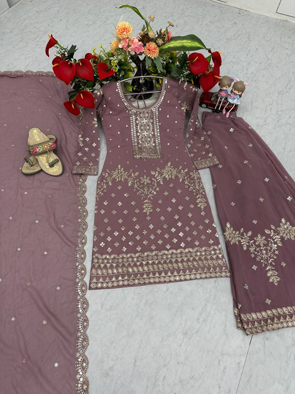 New Designer Party Wear Top Plazzo and Dupatta Set