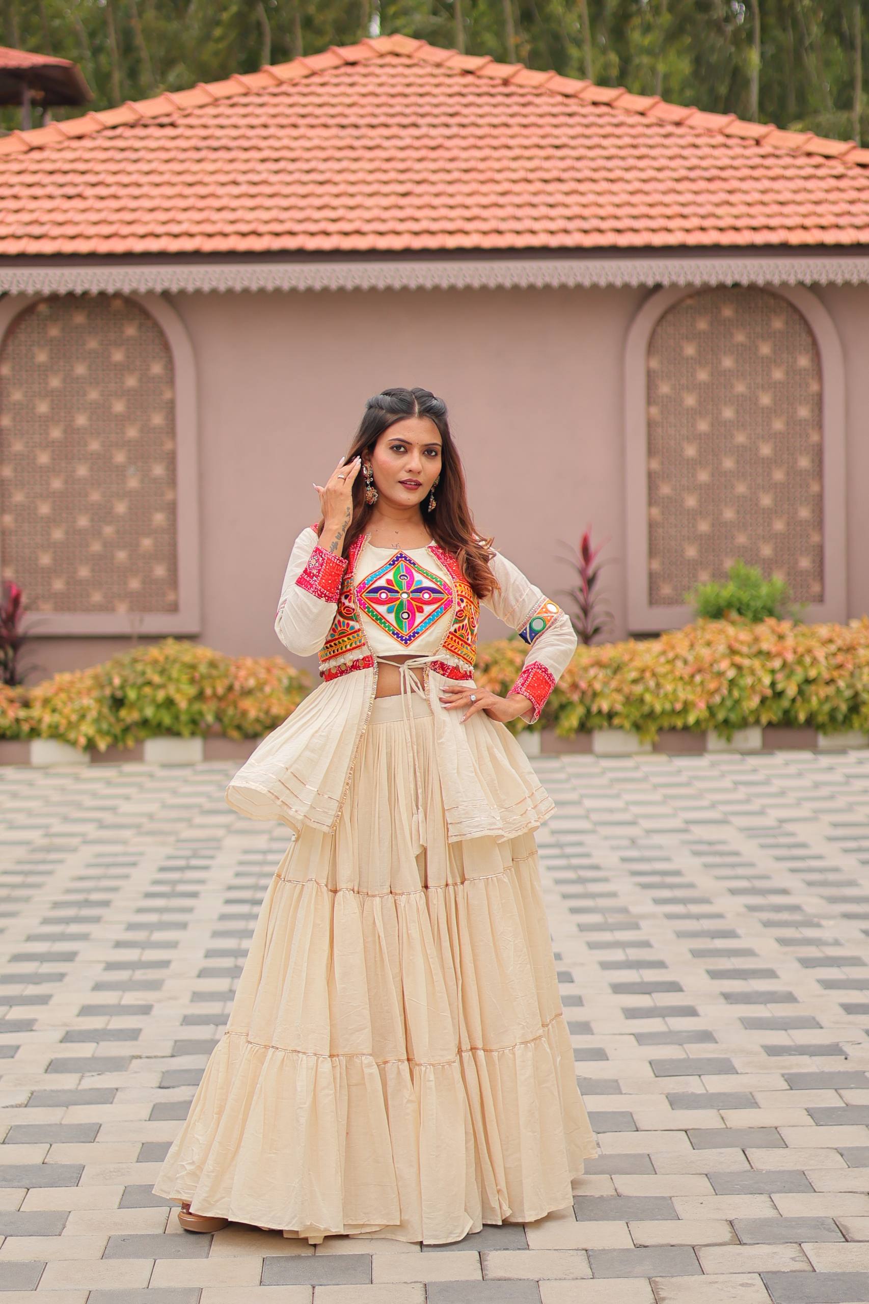 Navratri Special Gamthi Work Lehenga Choli
