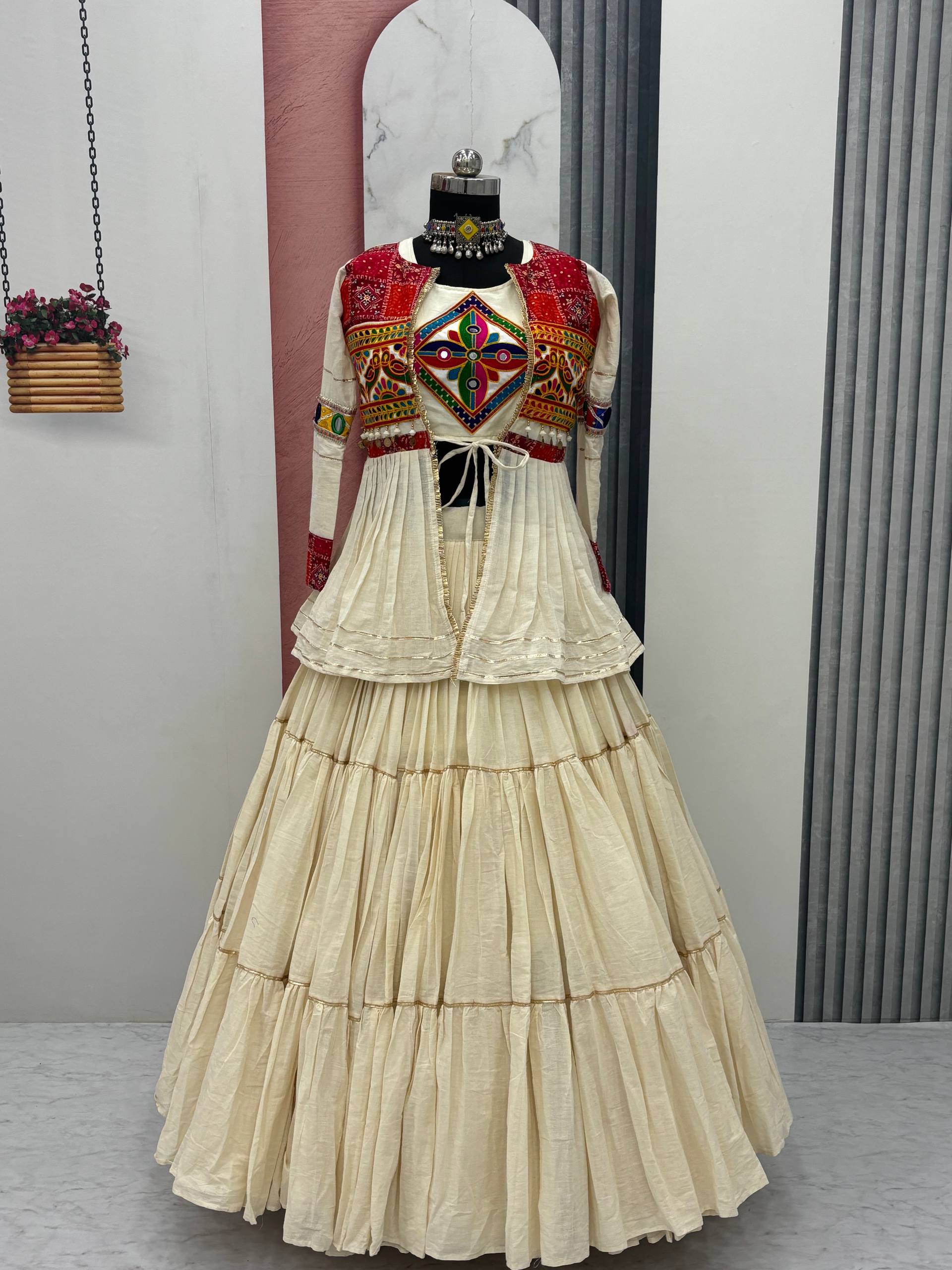 Navratri Special Gamthi Work Lehenga Choli