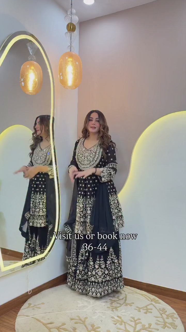 Boutique Style Coding Dori Work Ethnic Set - Front & Back Sequence Work