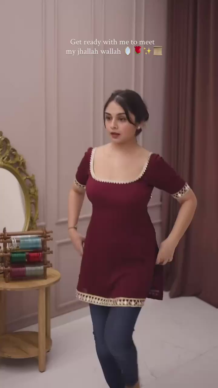 Premium Quality Double-Sided Mirror Work Kurti and Plazzo Set